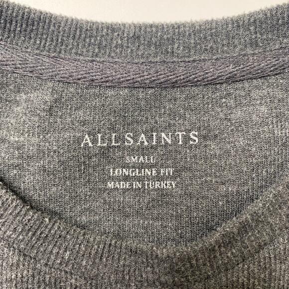 Allsaints Sweatshirt Mens S Small Gotham Grey Longline Fit Long Sleeve Crew Neck - Picture 7 of 10